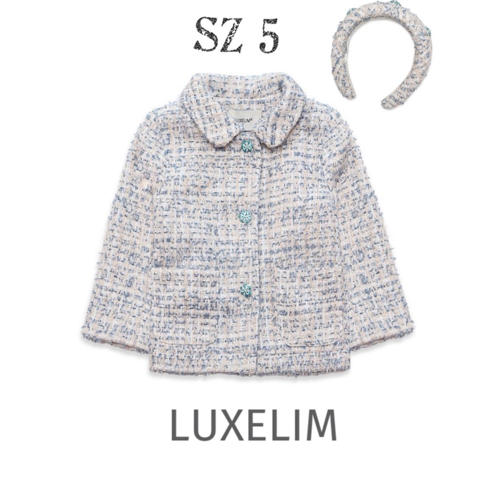 Luxelim sz 5 tweed blue jacket and matching headband